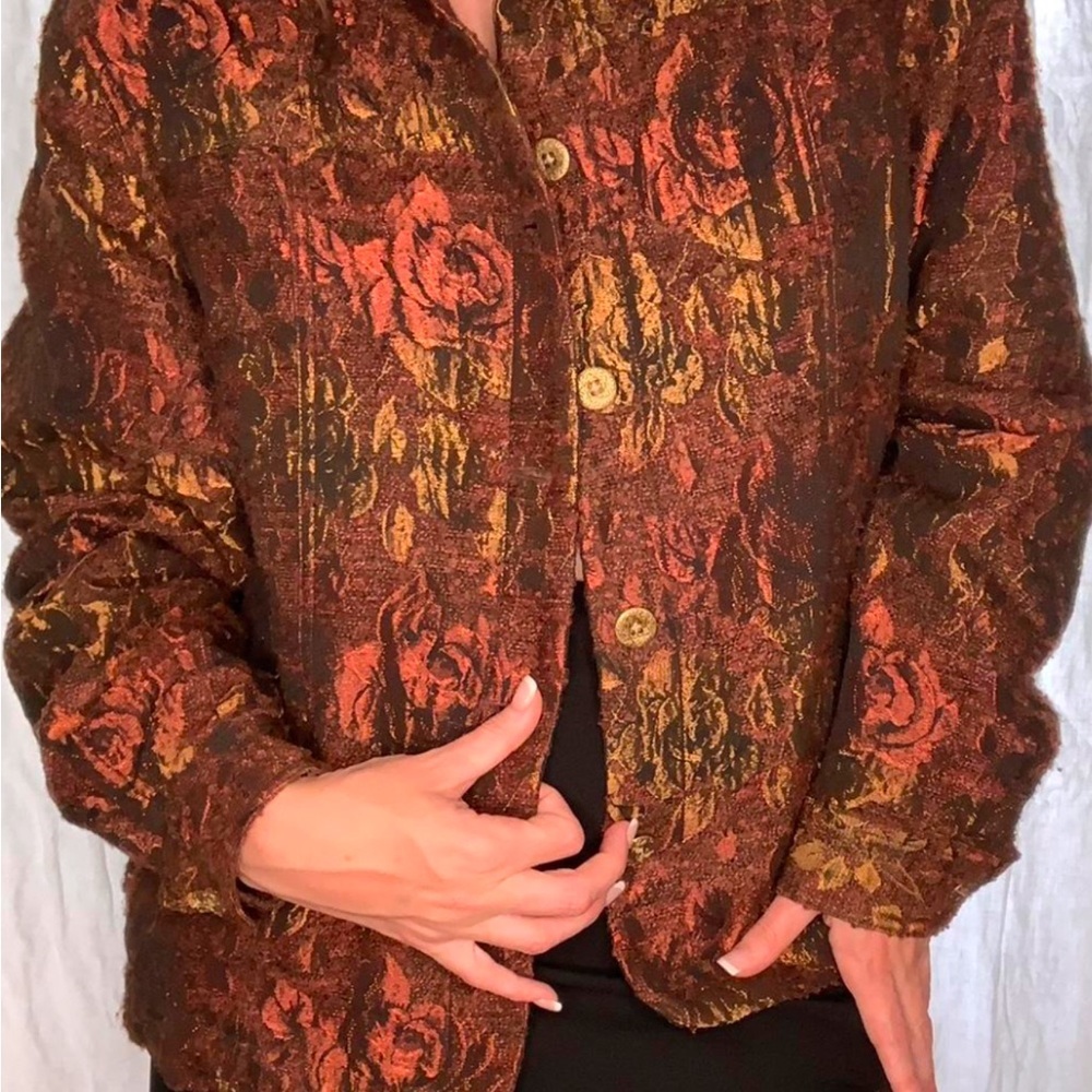 Coldwater Creek Vintage Floral Button-Up Jacket size M